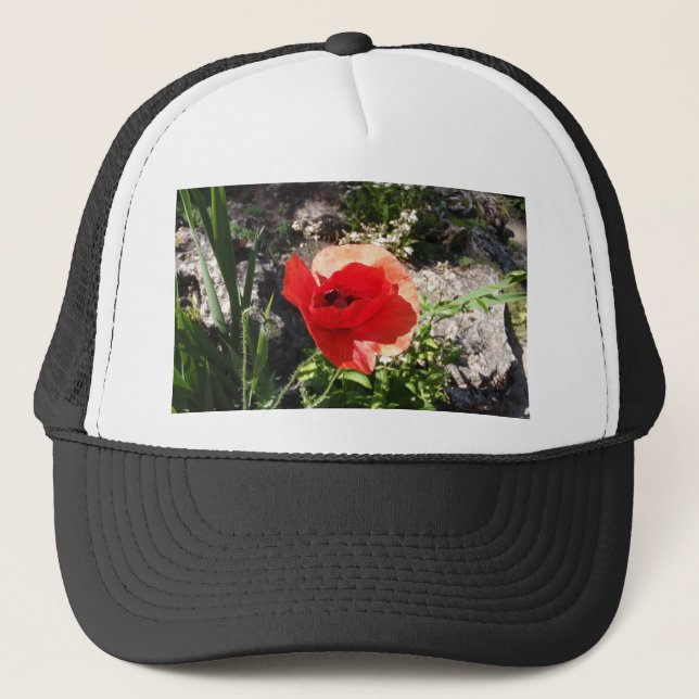 Rote Mohnblume Truckerkappe (Vorderseite)