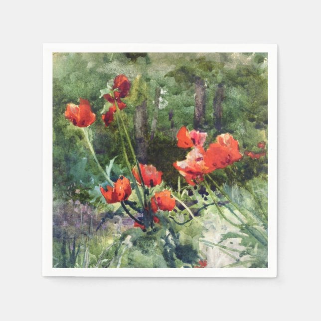 Rote Mohnblume (von Mildred Anne Butler) Serviette (Vorderseite)