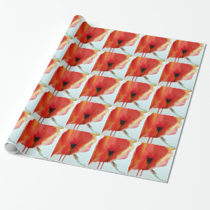 Rote Mohnblumen Aquarell moderne Blumengestaltung Geschenkpapier