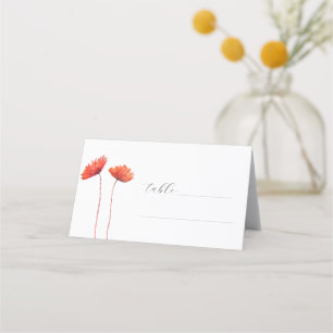 Rote Mohnblumen Aquarell Mohn Florale Hochzeit Platzkarte