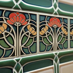 Rote Mohnblumen Art Deco Florale Wanddekoration Ar Fliese