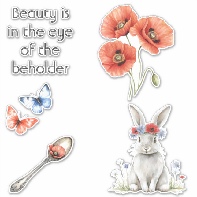 Rote Mohnblumen  Aufkleber (Vorderseite)