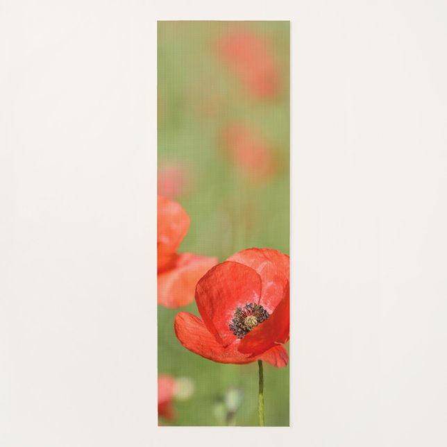 Rote Mohnblumen-Blume in der Natur Yogamatte (Vorderseite)