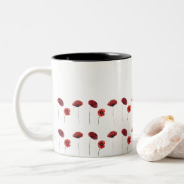 Rote Mohnblumen-Blume Zweifarbige Tasse