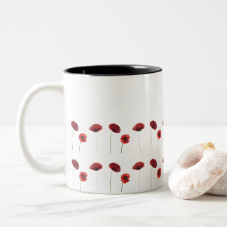 Rote Mohnblumen-Blume Zweifarbige Tasse