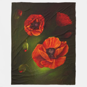 Rote Mohnblumen-Blumen Fleecedecke