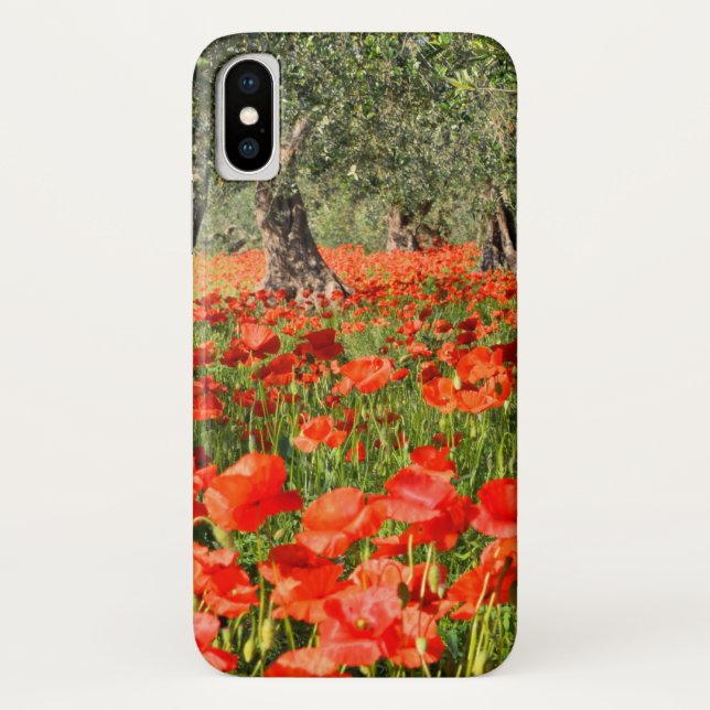 Rote Mohnblumen-Blumen unter alten Olivenbäumen Case-Mate iPhone Hülle (Rückseite)