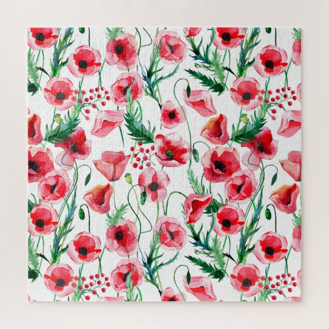 Rote Mohnblumen: Blumenbilder in Aquarellen (Vertikal)