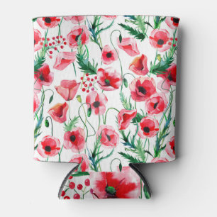 Rote Mohnblumen: Blumenbilder in Aquarellen Dosenkühler
