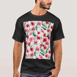 Rote Mohnblumen: Blumenbilder in Aquarellen T-Shirt