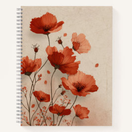 Rote Mohnblumen. Deluxe-Spirale Notizbuch