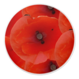 Rote Mohnblumen Design Keramik-Griff Keramikknauf