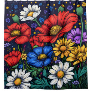 Rote Mohnblumen Duschvorhang