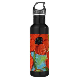 Rote Mohnblumen-Flasche Edelstahlflasche