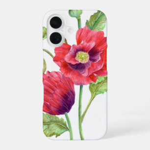 Rote Mohnblumen Florale Kunst iPhone 16 Hülle