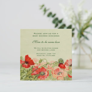 Rote Mohnblumen Florale Wiese Baby Shower Einladung