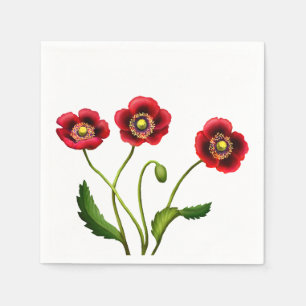 Rote Mohnblumen-Garten-Blumen-Papierservietten Serviette