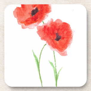 Rote Mohnblumen Getränkeuntersetzer