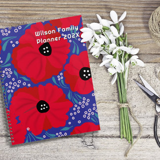 Rote Mohnblumen handillustriertes florales Muster Planer