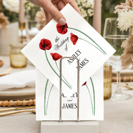 Rote Mohnblumen Hochzeit Moderne Architektur Serviette