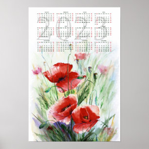Rote Mohnblumen, Kalender 2023 Poster