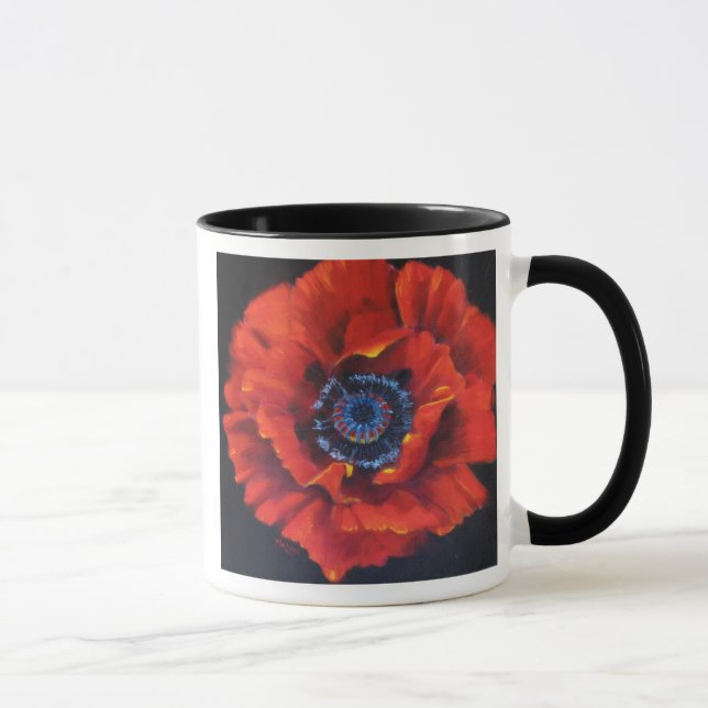 Rote Mohnblumen-Keramik-Tasse Tasse (Rechts)