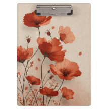 Rote Mohnblumen. Klemmbrett