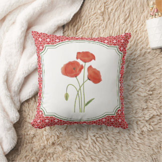 Rote Mohnblumen Land Sommer Kissen