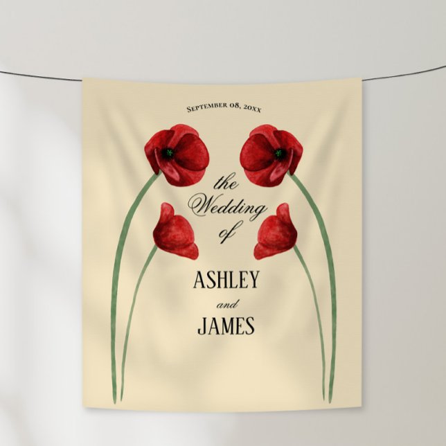 Rote Mohnblumen Moderne Hochzeit Wandteppich (Von Creator hochgeladen)