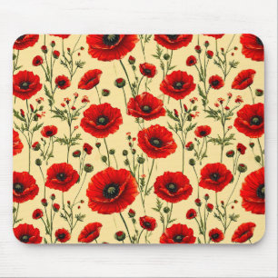 Rote Mohnblumen Muster Mousepad