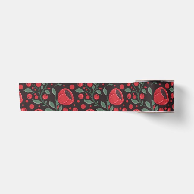 Rote Mohnblumen Satinband (Vorderseite)