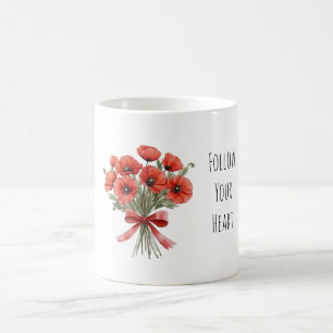 Rote Mohnblumen-Schleife Kaffeetasse
