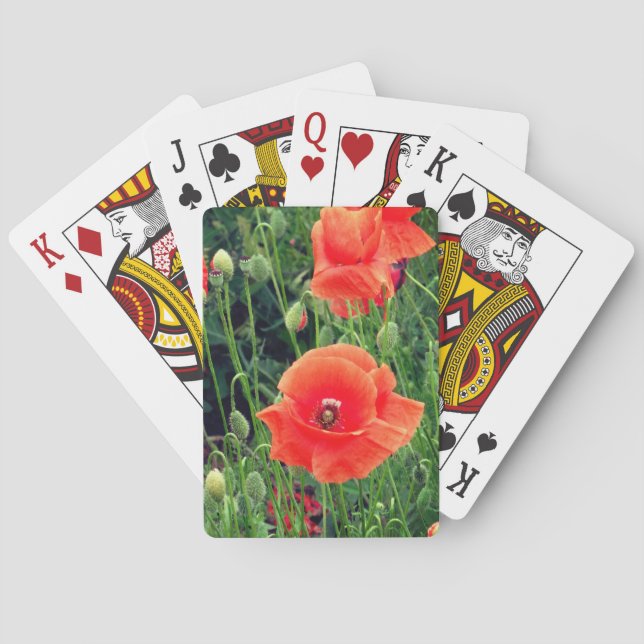 Rote Mohnblumen-Spielkarten Spielkarten (Rückseite)