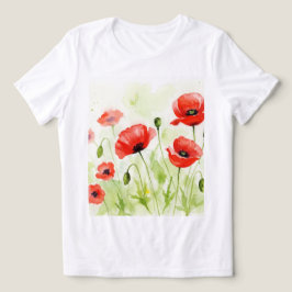 Rote Mohnblumen Tri-Blend Shirt