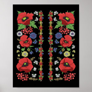 Rote Mohnblumen Ukraine T-Shirt Hübsches Florales Poster