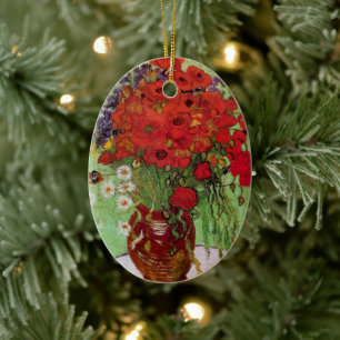 Rote Mohnblumen und Gänseblümchen von Vincent van Keramik Ornament