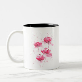 Rote Mohnblumen Zweifarbige Tasse