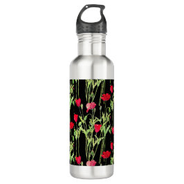 Rote Mohnblüte, Sommerwiese, wilde Blume Edelstahlflasche