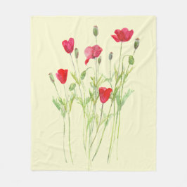 Rote Mohnblüte, Sommerwiese, wilde Blume Fleecedecke