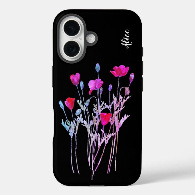 Rote Mohnblüte, Sommerwiese, wilde Blume iPhone 16 Hülle (Rückseite)