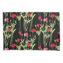 Rote Mohnblüte, Sommerwiese, wilde Blume Kissenbezug