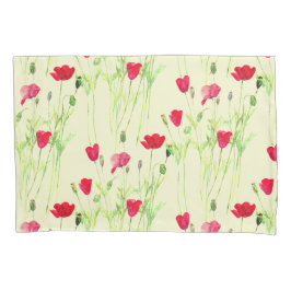 Rote Mohnblüte, Sommerwiese, wilde Blume Kissenbezug