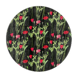 Rote Mohnblüte, Sommerwiese, wilde Blume Schneidebrett