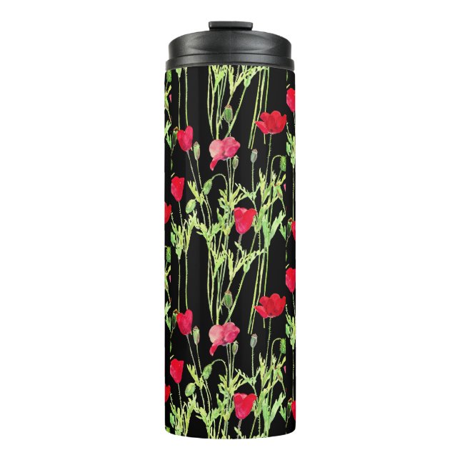Rote Mohnblüte, Sommerwiese, wilde Blume Thermosbecher (Vorderseite)