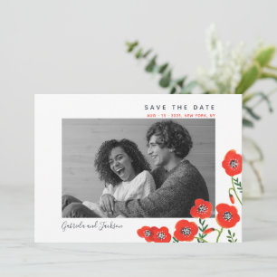 Rote Mohnblüten Moderne Hochzeit speichern das Dat Save The Date