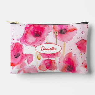Rote Mohnmohnblumen Blumenmuster Aquarell Mädchen Zubehörtasche
