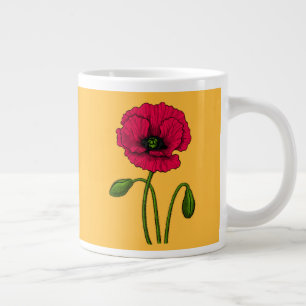 Rote Mohnzeichnung Jumbo-Tasse