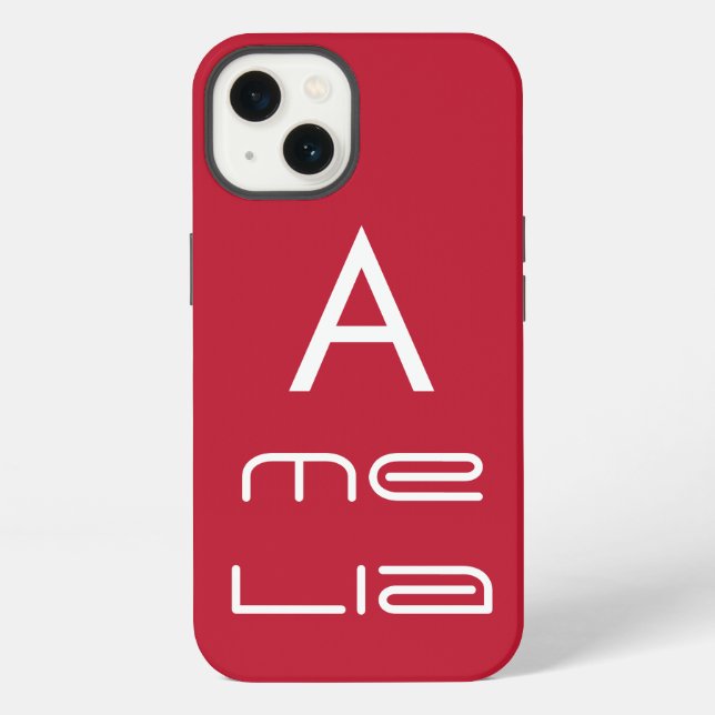 Rote Monogramm Name Personalisiert Modern iPhone Hülle (Rückseite)