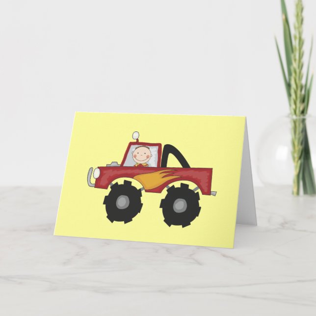 Rote Monster-LKW-T-Shirts und Geschenke Karte (Vorderseite)