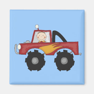 Rote Monster-LKW-T-Shirts und Geschenke Magnet